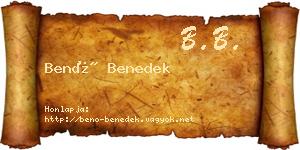 Benő Benedek névjegykártya