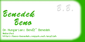 benedek beno business card